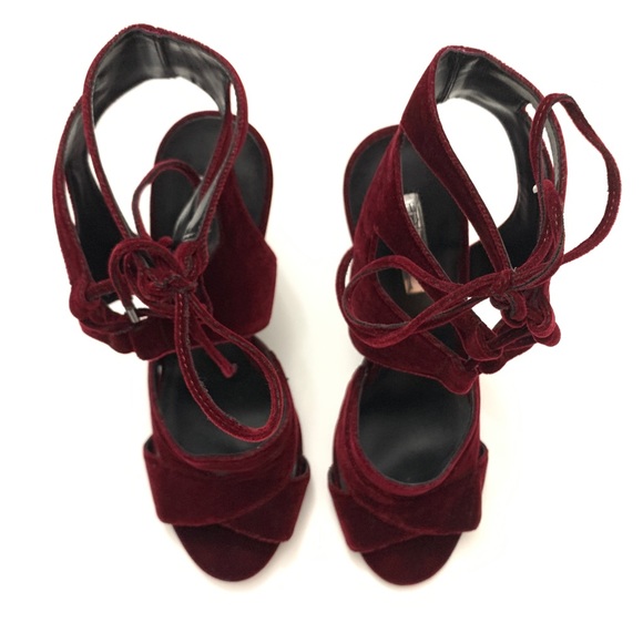 NEW Halogen Burgundy Lani Strappy Lace-Up Sandals - Picture 4 of 11